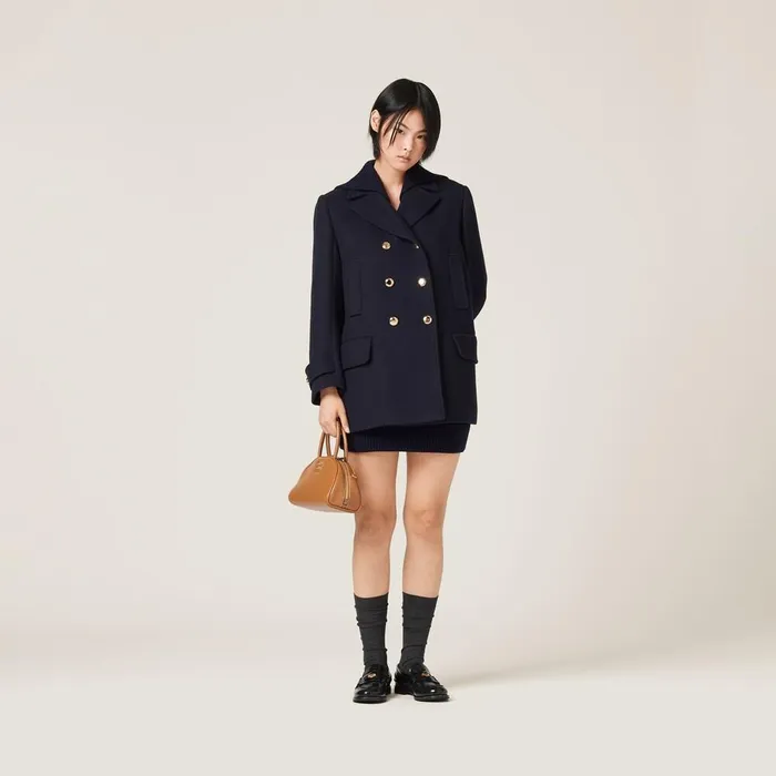 Women Coats And Jackets Miu Miu Cloth Peacoat Navy