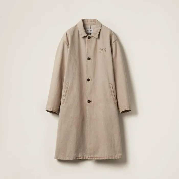 Women Coats And Jackets Miu Miu Denim Coat Beige