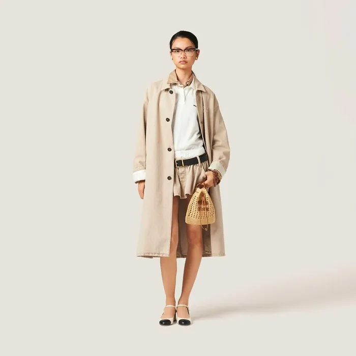 Women Coats And Jackets Miu Miu Denim Coat Beige Women Coats And Jackets Miu Miu Denim Coat Beige
