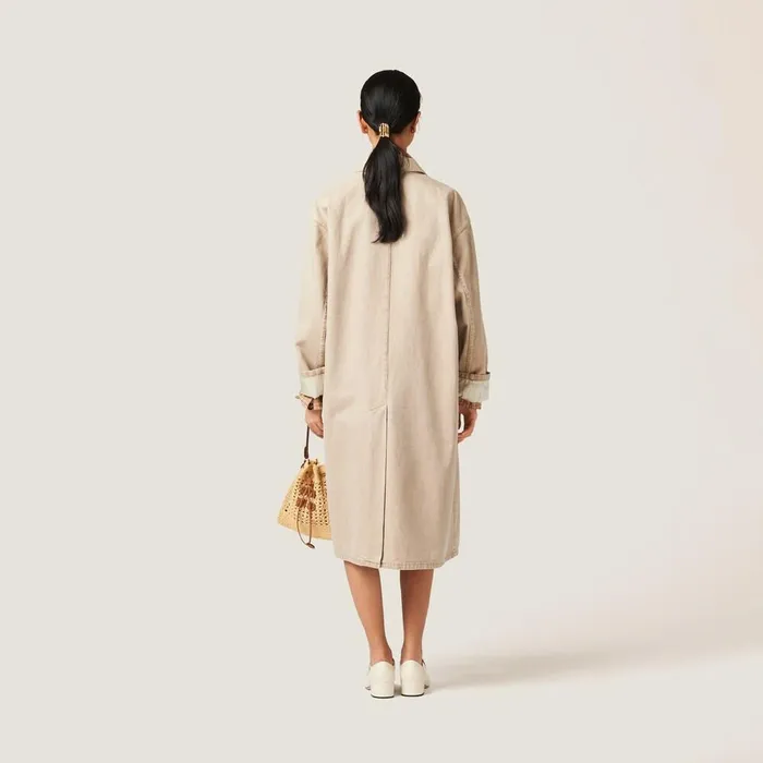 Women Coats And Jackets Miu Miu Denim Coat Beige Women Coats And Jackets Miu Miu Denim Coat Beige