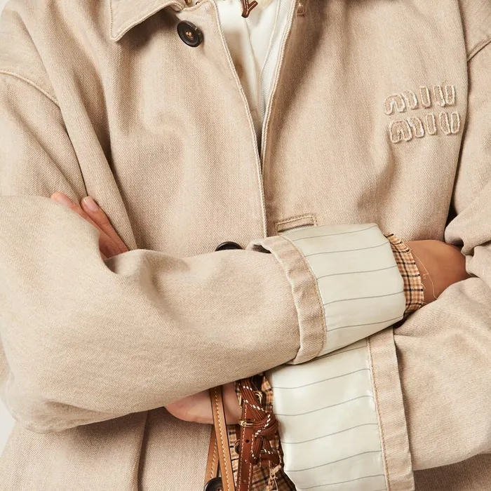 Women Coats And Jackets Miu Miu Denim Coat Beige Women Coats And Jackets Miu Miu Denim Coat Beige