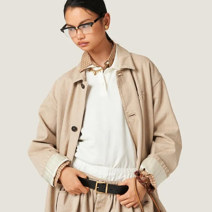 Women Coats And Jackets Miu Miu Denim Coat Beige Women Coats And Jackets Miu Miu Denim Coat Beige