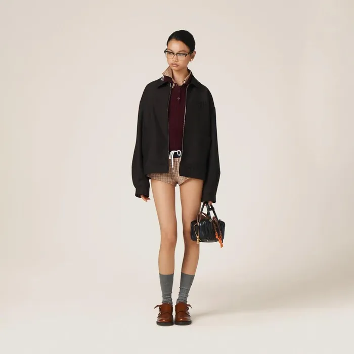 Women Coats And Jackets Miu Miu Mohair Blouson Jacket Ebony Women Coats And Jackets Miu Miu Mohair Blouson Jacket Ebony