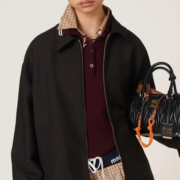 Women Coats And Jackets Miu Miu Mohair Blouson Jacket Ebony Women Coats And Jackets Miu Miu Mohair Blouson Jacket Ebony