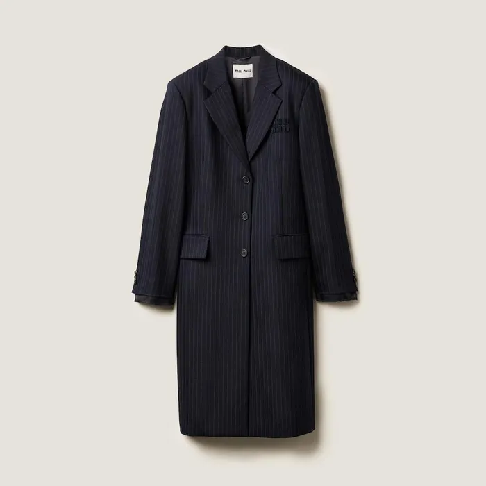 Women Coats And Jackets Miu Miu Singlebreasted Pinstripe Coat Navy
