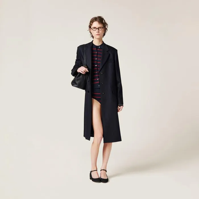 Women Coats And Jackets Miu Miu Singlebreasted Pinstripe Coat Navy Women Coats And Jackets Miu Miu Singlebreasted Pinstripe Coat Navy