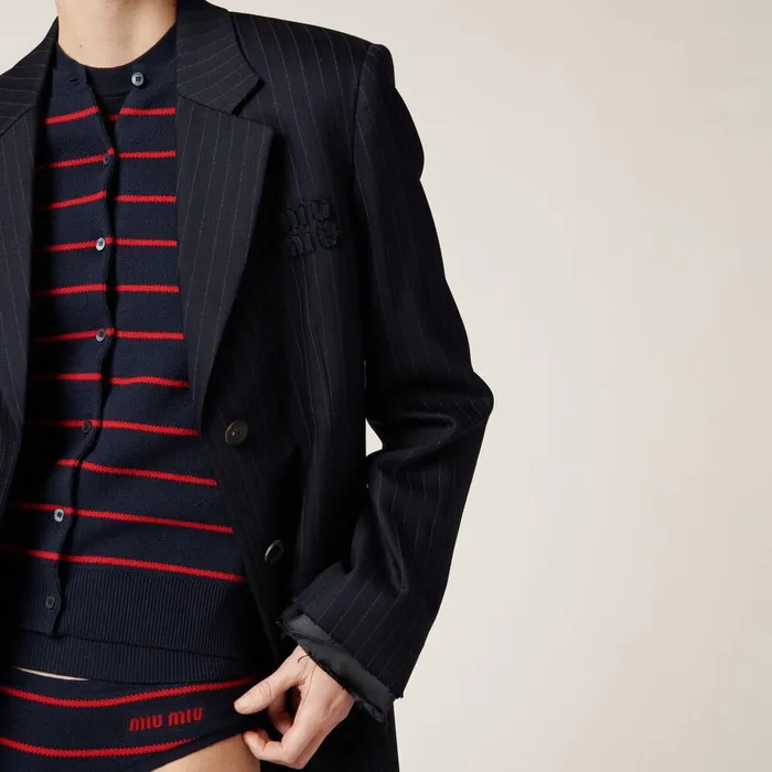 Women Coats And Jackets Miu Miu Singlebreasted Pinstripe Coat Navy Women Coats And Jackets Miu Miu Singlebreasted Pinstripe Coat Navy