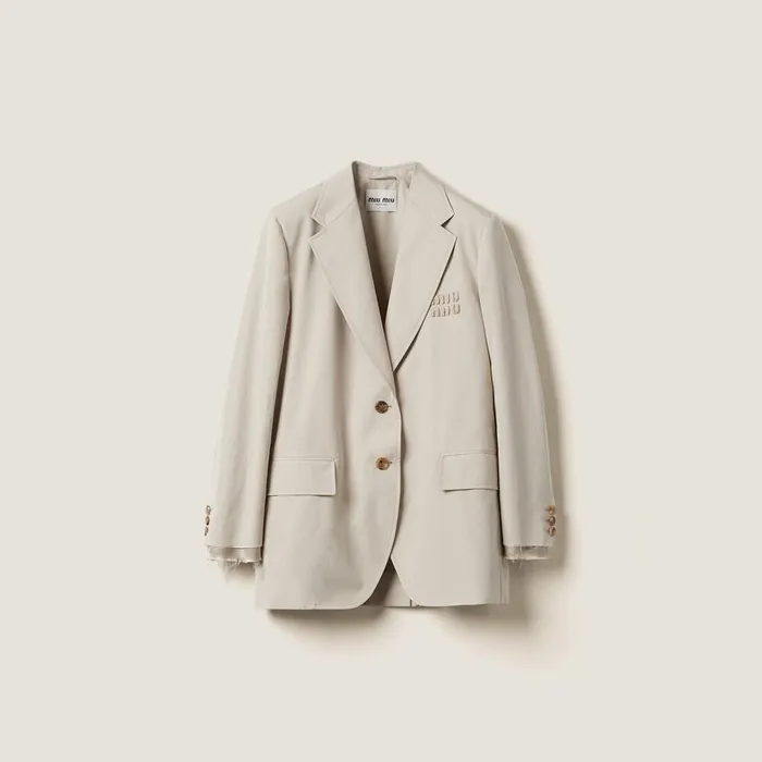 Women Coats And Jackets Miu Miu Singlebreasted Poplin Jacket Limestone