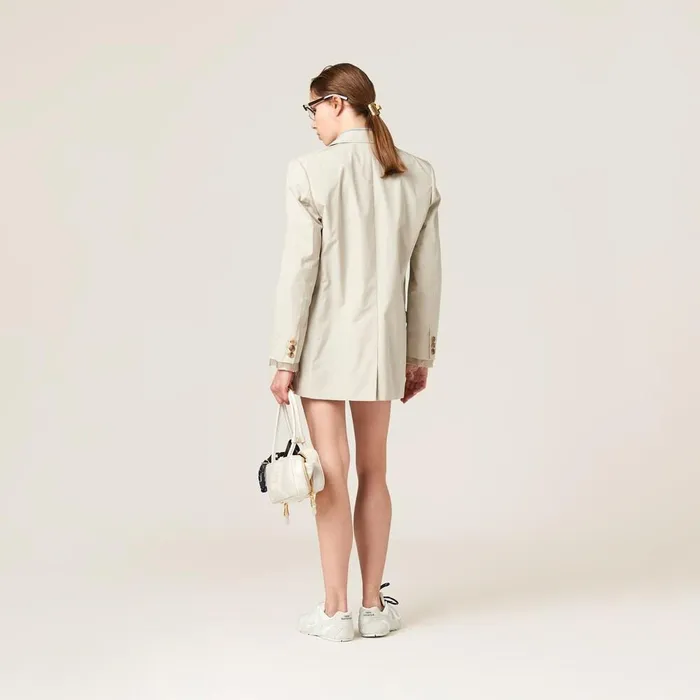 Women Coats And Jackets Miu Miu Singlebreasted Poplin Jacket Limestone Women Coats And Jackets Miu Miu Singlebreasted Poplin Jacket Limestone