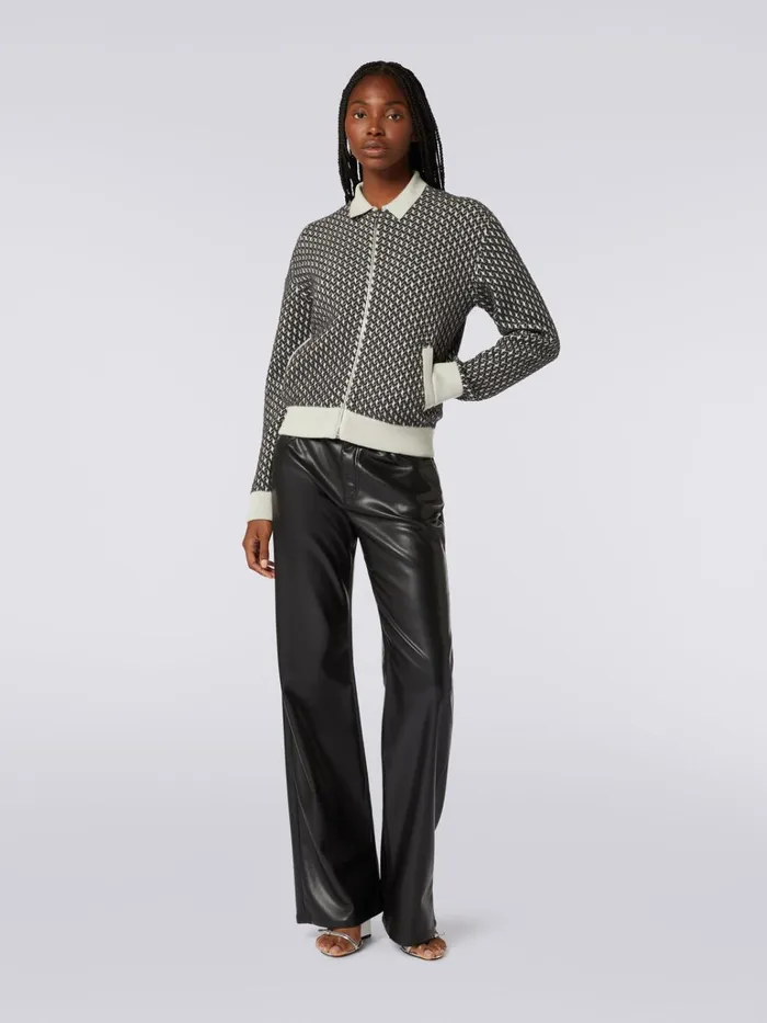 Women Cotton And Nylon Zipped Bomber Jacket White and Grey Missoni Coats and Jackets Women Cotton And Nylon Zipped Bomber Jacket White and Grey Missoni Coats and Jackets
