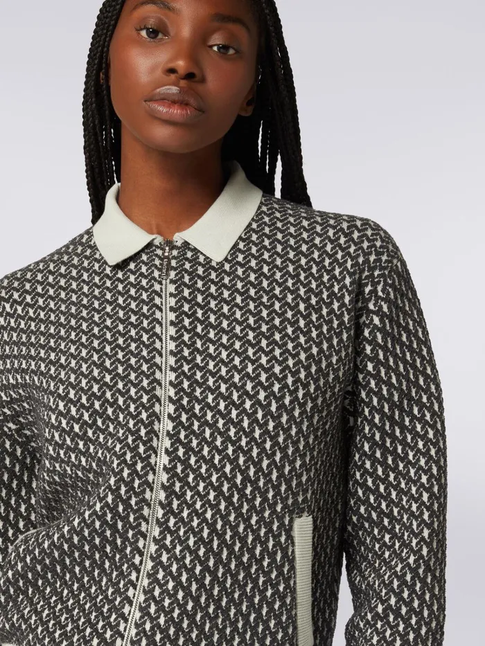 Women Cotton And Nylon Zipped Bomber Jacket White and Grey Missoni Coats and Jackets Women Cotton And Nylon Zipped Bomber Jacket White and Grey Missoni Coats and Jackets