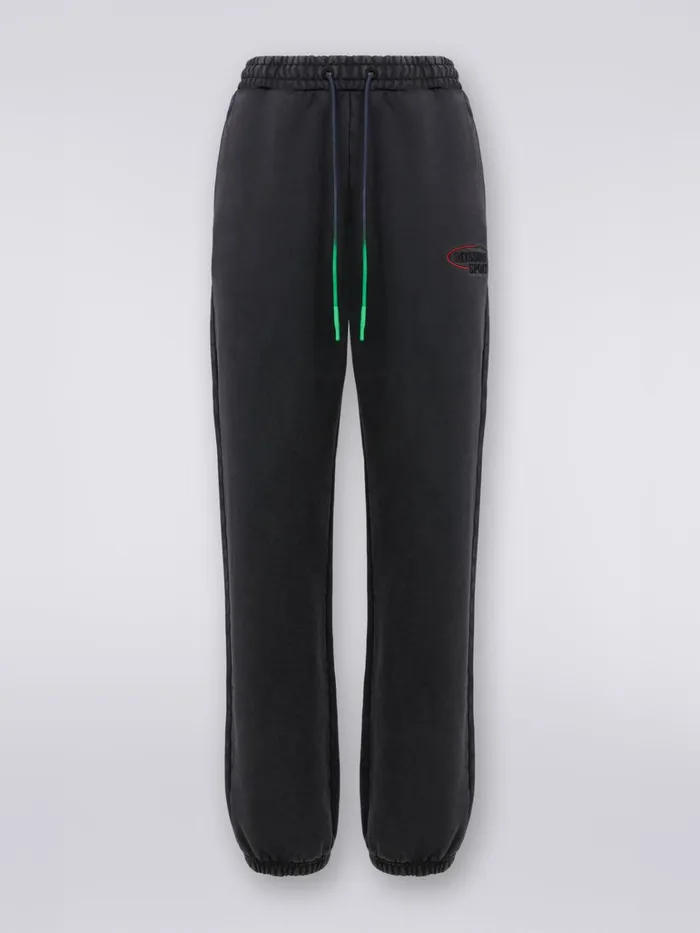 Women Cotton Blend Joggers With Logo Grey Missoni Sport
