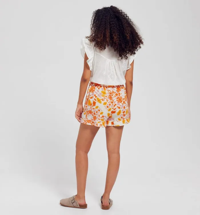 Women Cotton Gauze Shorts 8211 Ecru Print Promod Shorts Women Cotton Gauze Shorts 8211 Ecru Print Promod Shorts