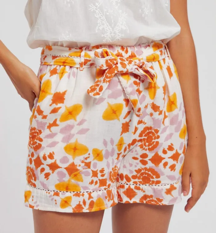 Women Cotton Gauze Shorts 8211 Ecru Print Promod Shorts Women Cotton Gauze Shorts 8211 Ecru Print Promod Shorts