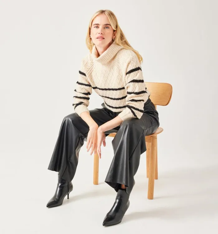 Women Cowl Neck Jumper 8211 Black Stripes Promod Jumpers And Cardigans Women Cowl Neck Jumper 8211 Black Stripes Promod Jumpers And Cardigans