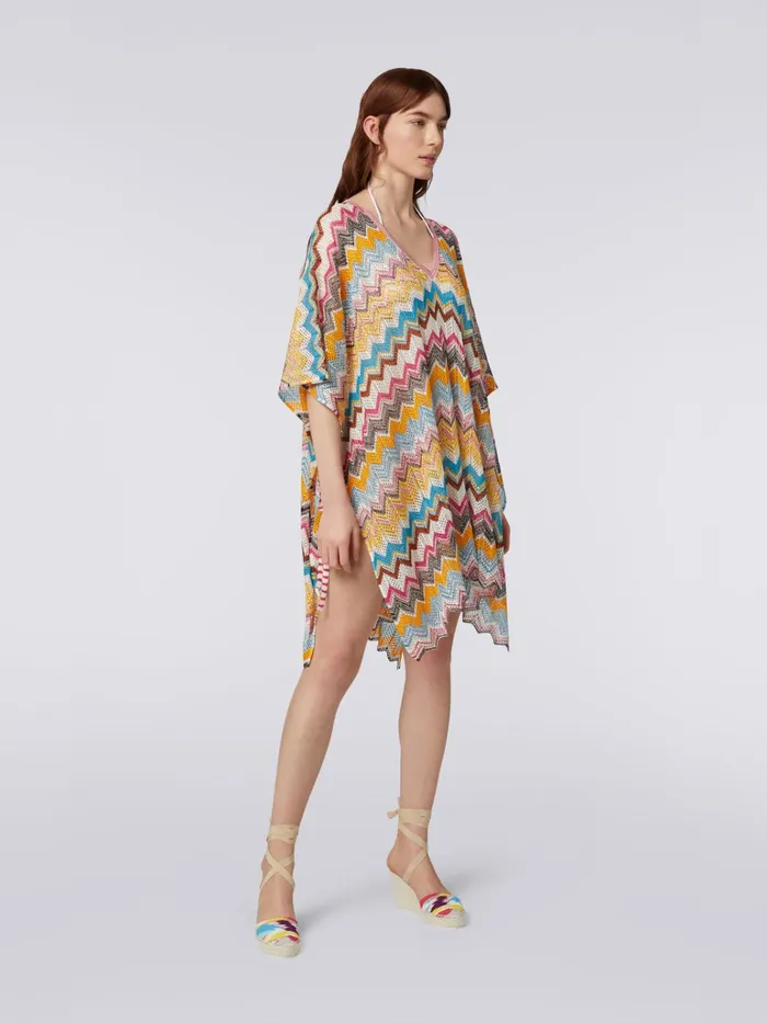 Women CrochetEffect Viscose Kaftan Cover Up Multicoloured Missoni Beachwear