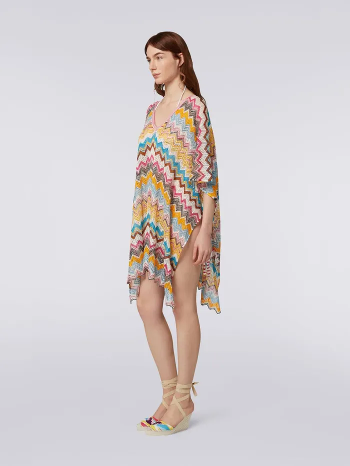 Women CrochetEffect Viscose Kaftan Cover Up Multicoloured Missoni Beachwear