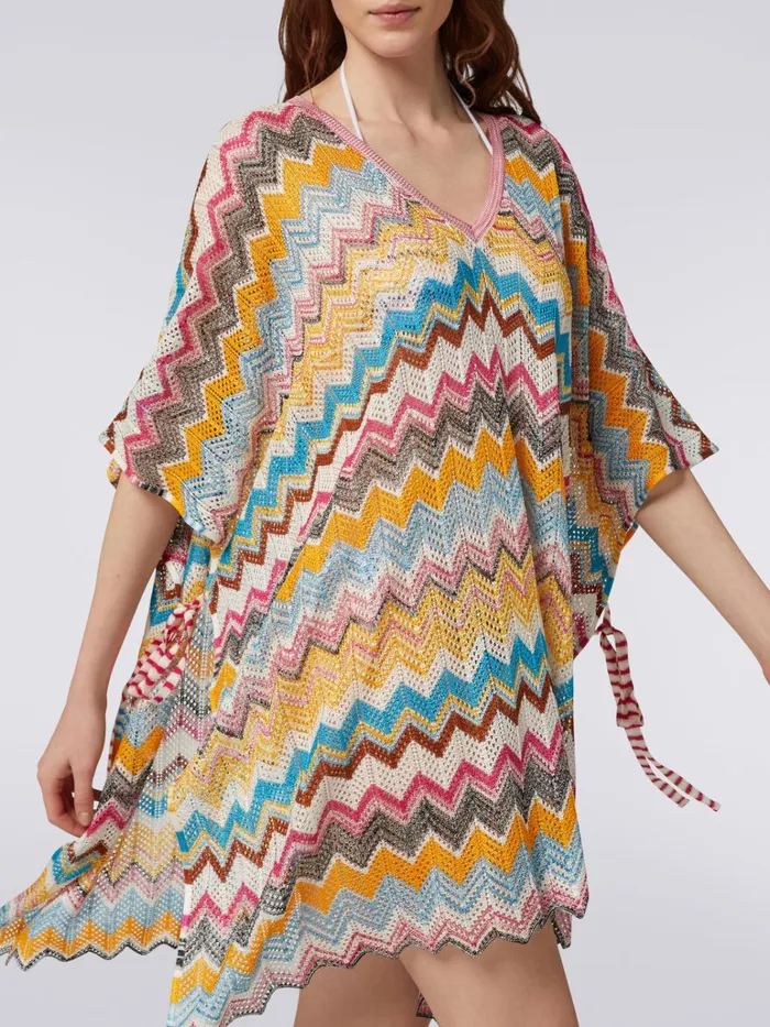 Women CrochetEffect Viscose Kaftan Cover Up Multicoloured Missoni Beachwear