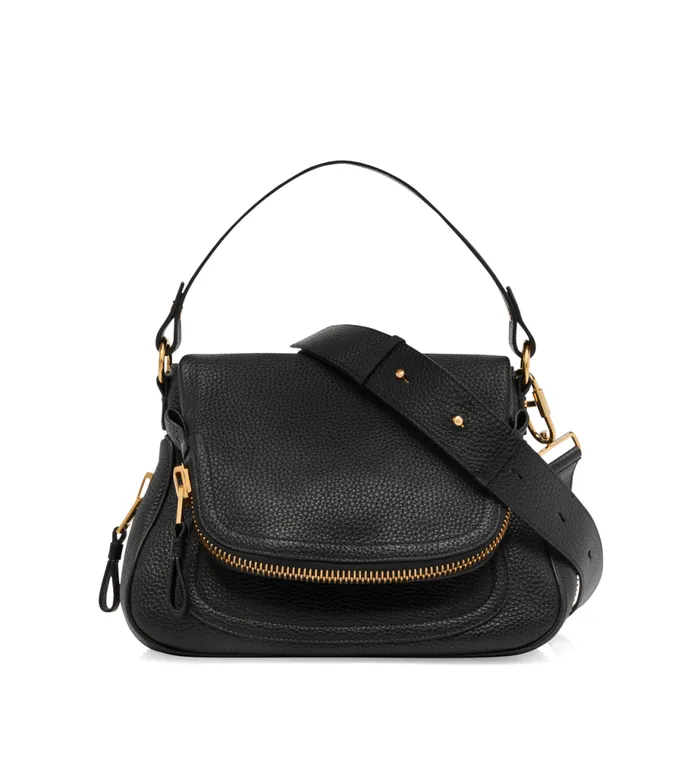 Women Cross Body Bags Tom Ford Grain Leather Jennifer Medium Double Strap Bag Black