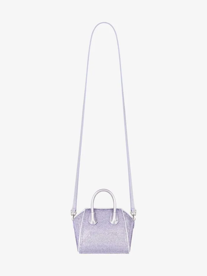 Women Crossbody Bags Givenchy Micro Antigona Bag In Satin With Strass Lavender Women Crossbody Bags Givenchy Micro Antigona Bag In Satin With Strass Lavender
