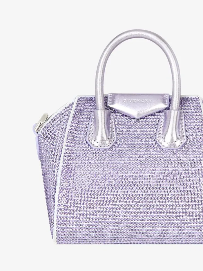 Women Crossbody Bags Givenchy Micro Antigona Bag In Satin With Strass Lavender Women Crossbody Bags Givenchy Micro Antigona Bag In Satin With Strass Lavender