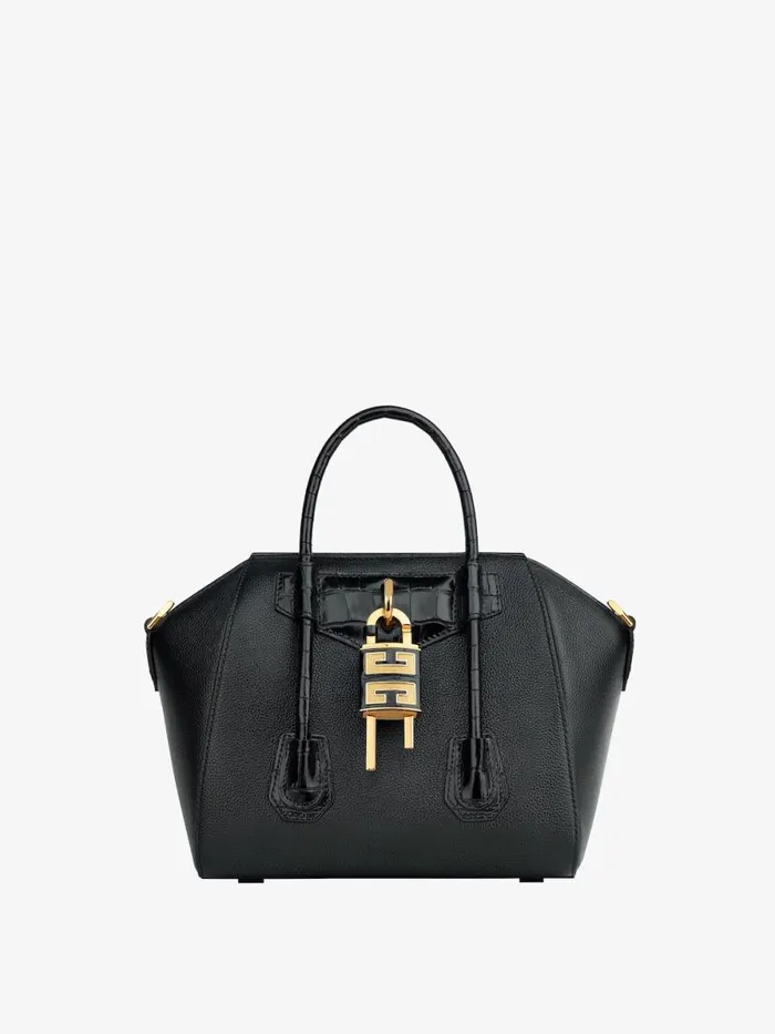 Women Crossbody Bags Givenchy Mini Antigona Lock Bag In Grained Leather Black