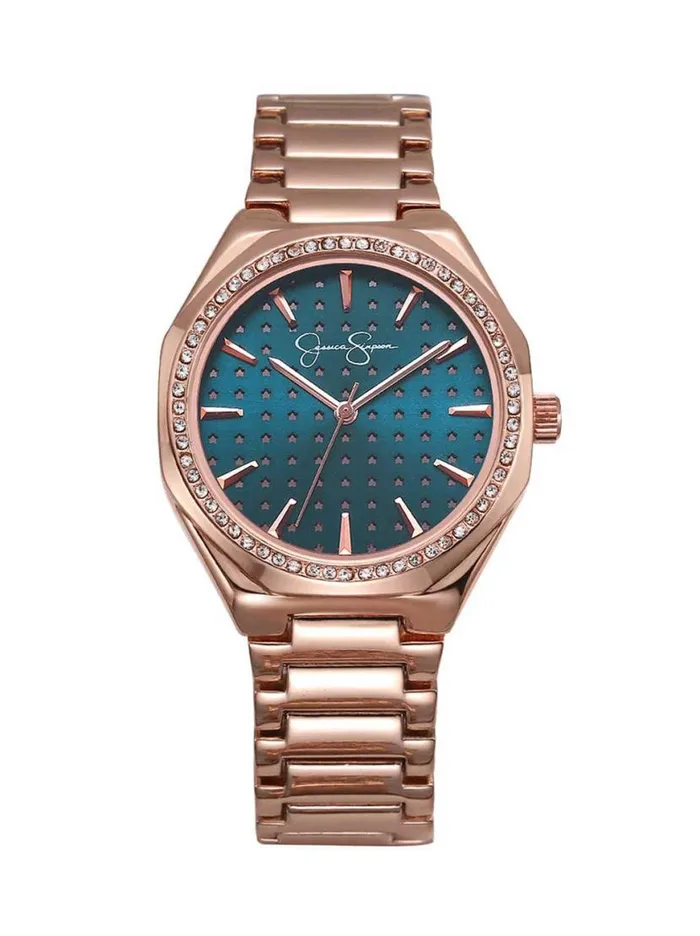 Women Crystal Star Motif Dial Bracelet Watch In Rose Gold Tone Jessica Simpson Watches