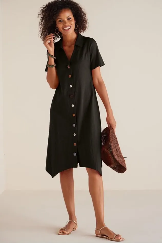 Women Danielle Button Dress Sunset Coral Soft Surroundings Dresses