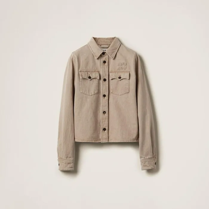Women Denim Miu Miu Denim Shirt Beige