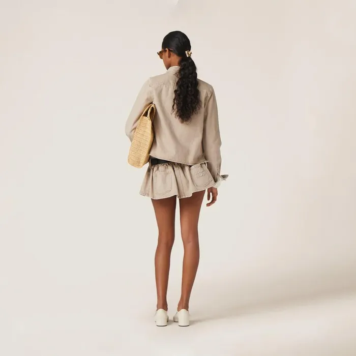 Women Denim Miu Miu Denim Shirt Beige Women Denim Miu Miu Denim Shirt Beige
