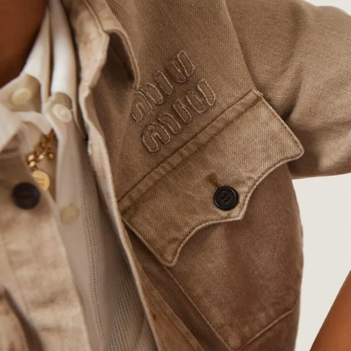 Women Denim Miu Miu Denim Shirt Beige Women Denim Miu Miu Denim Shirt Beige