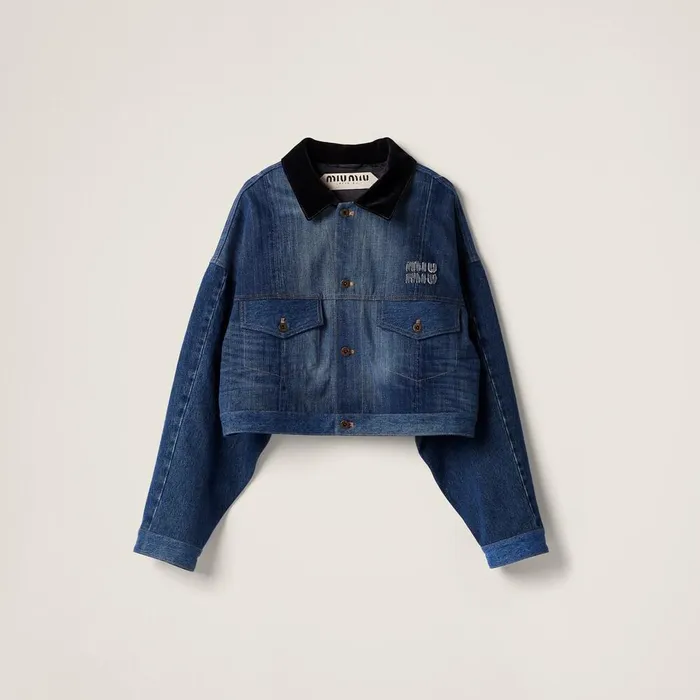 Women Denim Miu Miu Denim Trucker Jacket Navy
