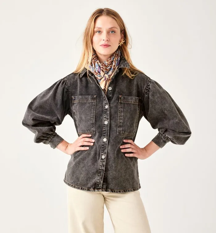 Women Denim Overshirt 8211 Black Denim Promod Shirts And Tunics Women Denim Overshirt 8211 Black Denim Promod Shirts And Tunics