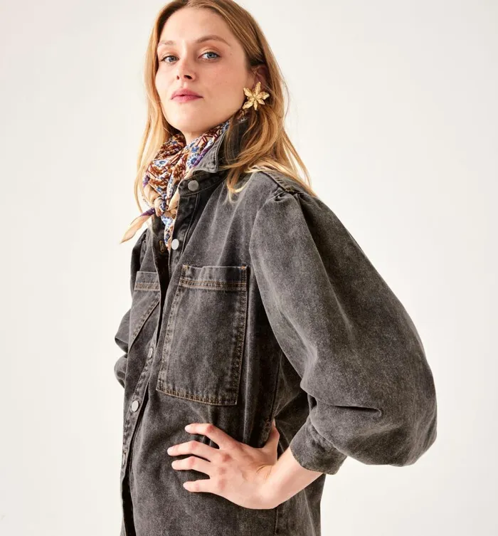 Women Denim Overshirt 8211 Black Denim Promod Shirts And Tunics Women Denim Overshirt 8211 Black Denim Promod Shirts And Tunics