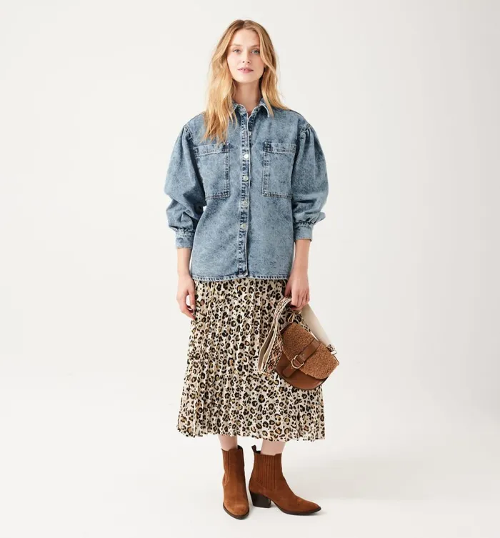Women Denim Overshirt 8211 Medium Denim Promod Shirts And Tunics Women Denim Overshirt 8211 Medium Denim Promod Shirts And Tunics