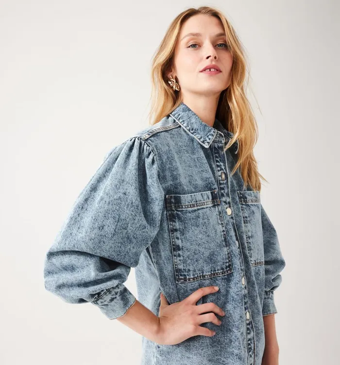 Women Denim Overshirt 8211 Medium Denim Promod Shirts And Tunics Women Denim Overshirt 8211 Medium Denim Promod Shirts And Tunics
