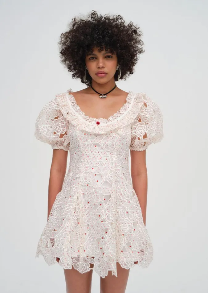 Women Dresses For Love and Lemons Aphrodite Embroidered Mini Dress White