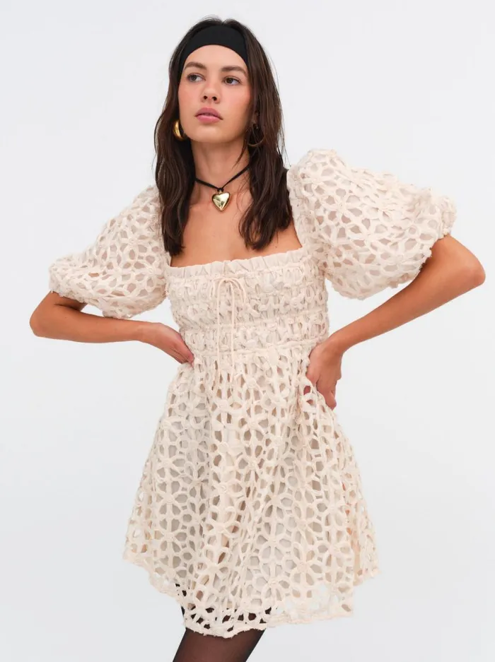 Women Dresses For Love and Lemons Brooke Mini Dress White