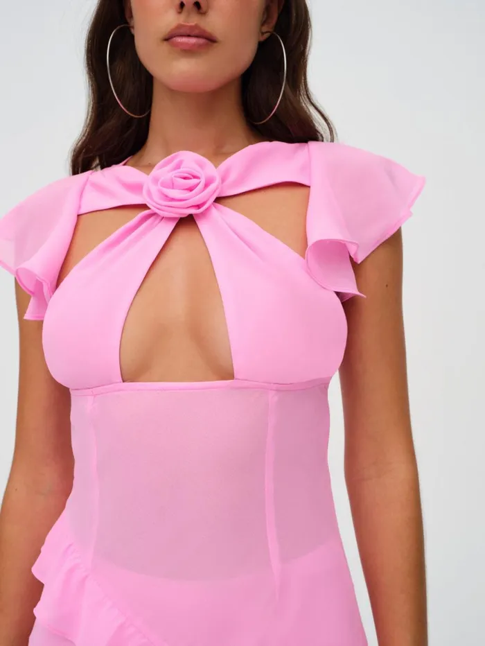 Women Dresses For Love and Lemons Jessica Chiffon Maxi Dress Pink Women Dresses For Love and Lemons Jessica Chiffon Maxi Dress Pink