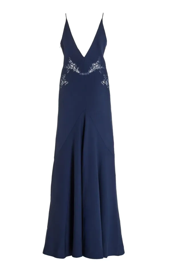 Women Dresses Gabriela Hearst Apuleius Lace Dress In Navy Silk Crepe