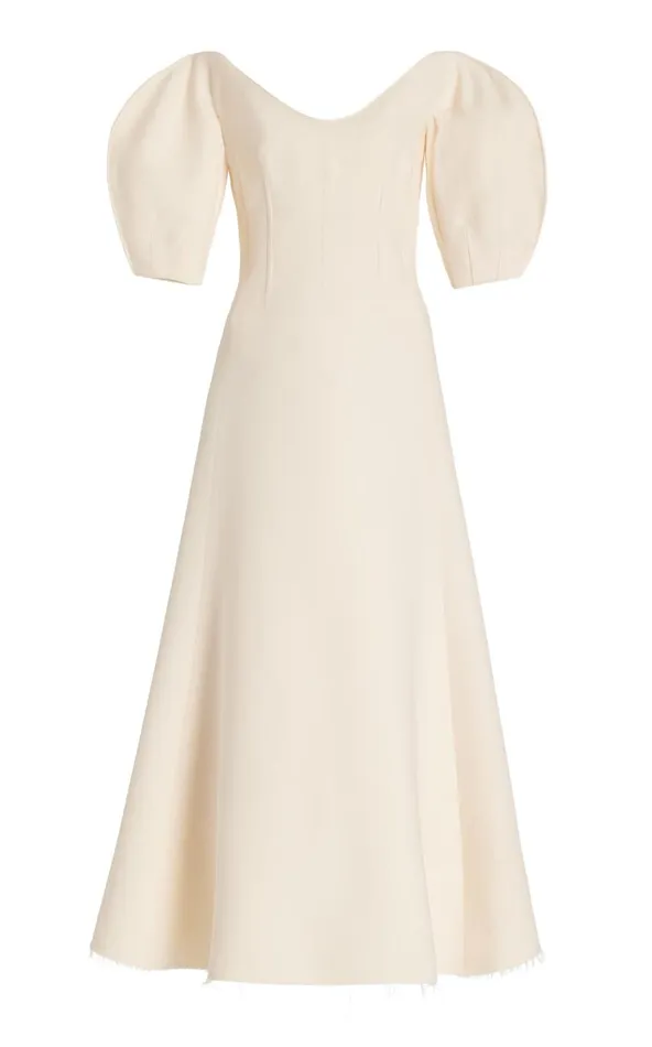 Women Dresses Gabriela Hearst Buisier Dress In Ivory Wool Silk Cady