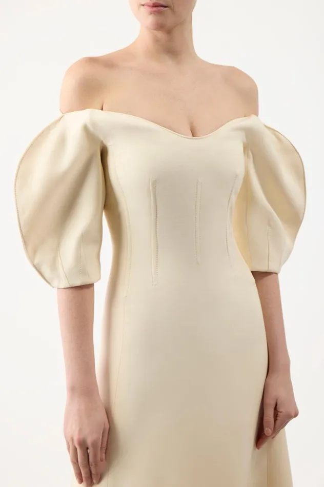 Women Dresses Gabriela Hearst Buisier Dress In Ivory Wool Silk Cady