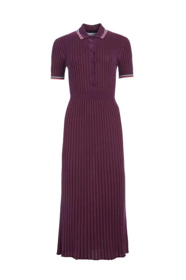 Women Dresses Gabriela Hearst Eyot Knit Dress In Italian Plum Cashmere Silk