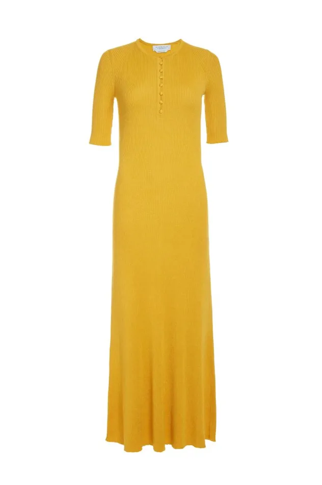 Women Dresses Gabriela Hearst Johanna Knit Dress In Yellow Cashmere Silk