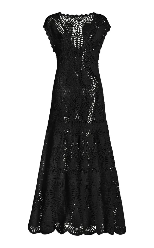 Women Dresses Gabriela Hearst Waldman Crochet Dress In Black Wool Cashmere