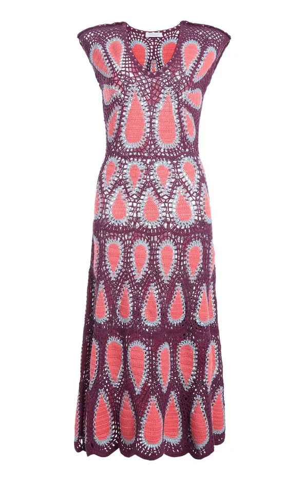 Women Dresses Gabriela Hearst Waldman Crochet Dress In Italian Plum Wool Cashmere