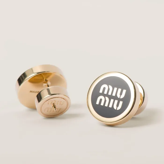 Women Earrings Miu Miu Enameled Metal Earrings Black Women Earrings Miu Miu Enameled Metal Earrings Black