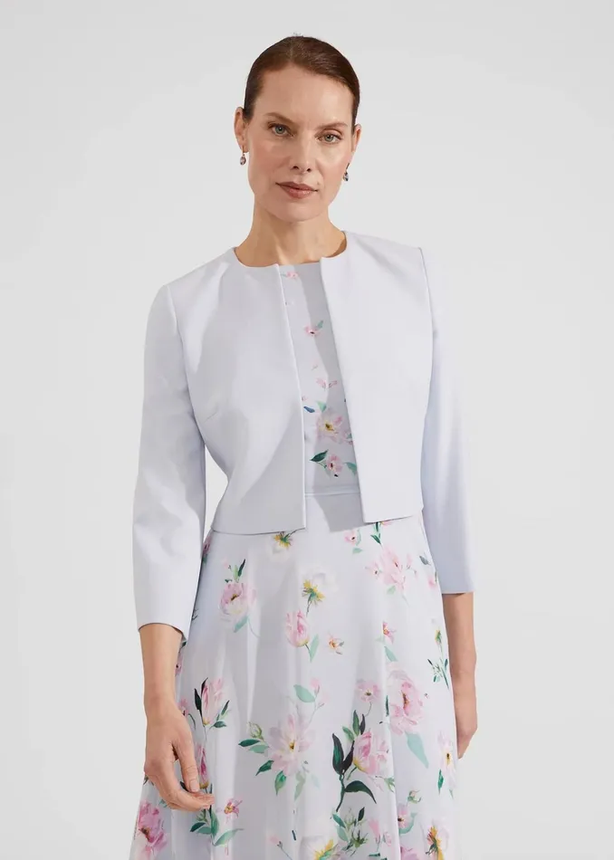 Women Elize Crepe Jacket Pale Blue Hobbs Coats and Jackets
