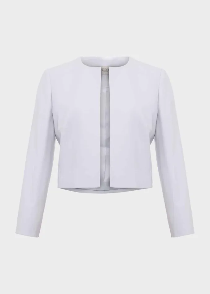 Women Elize Crepe Jacket Pale Blue Hobbs Coats and Jackets