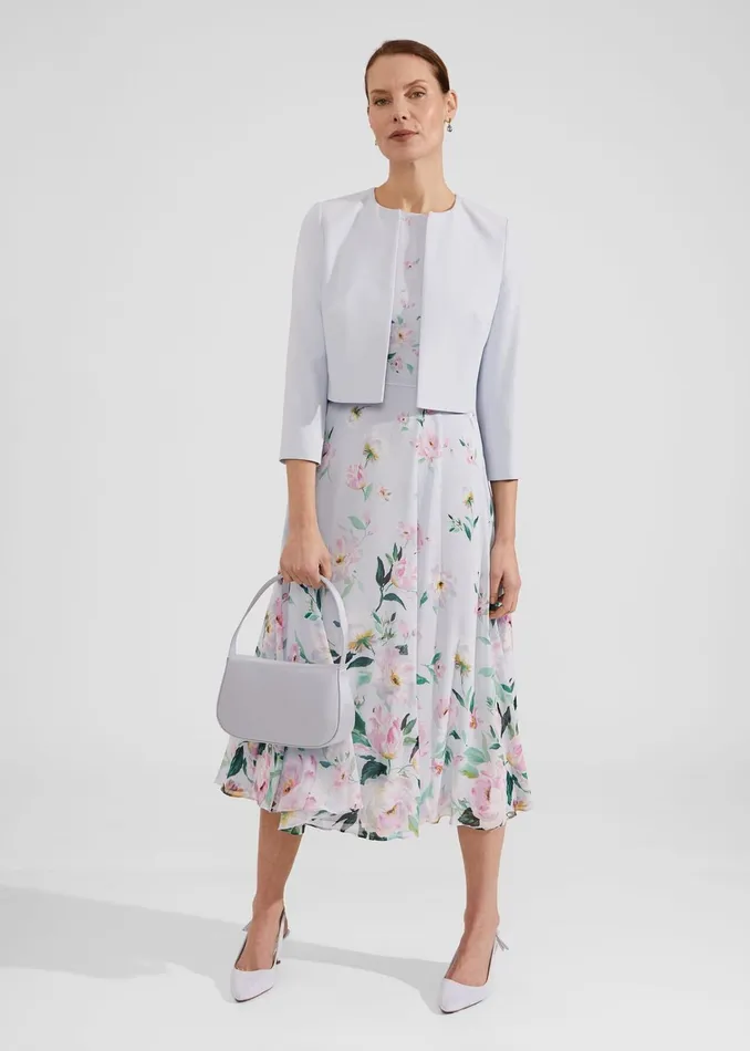 Women Elize Crepe Jacket Pale Blue Hobbs Coats and Jackets